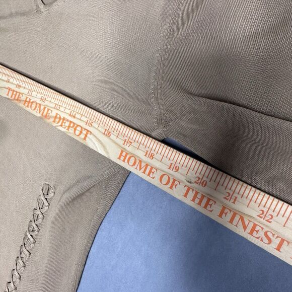 Max Studio Top Womens M Ruche Sleeve Knit Wheat Bell Sleeve Boho Flare Nylon - Picture 5 of 9